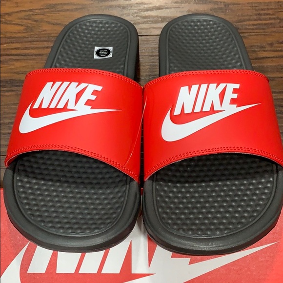 nike slides red and white